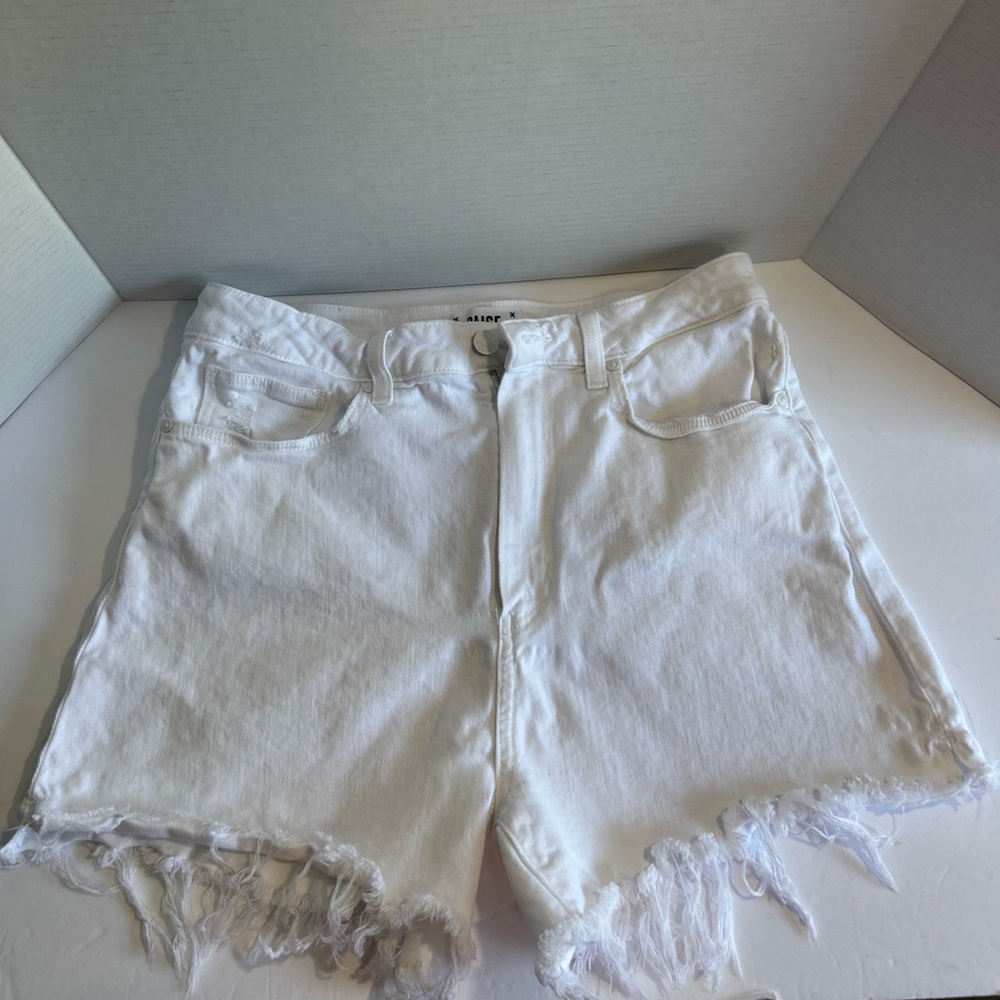 Paige Dani Short Women's Denim Shorts 30‎ White High Rise Raw Edge Preowned